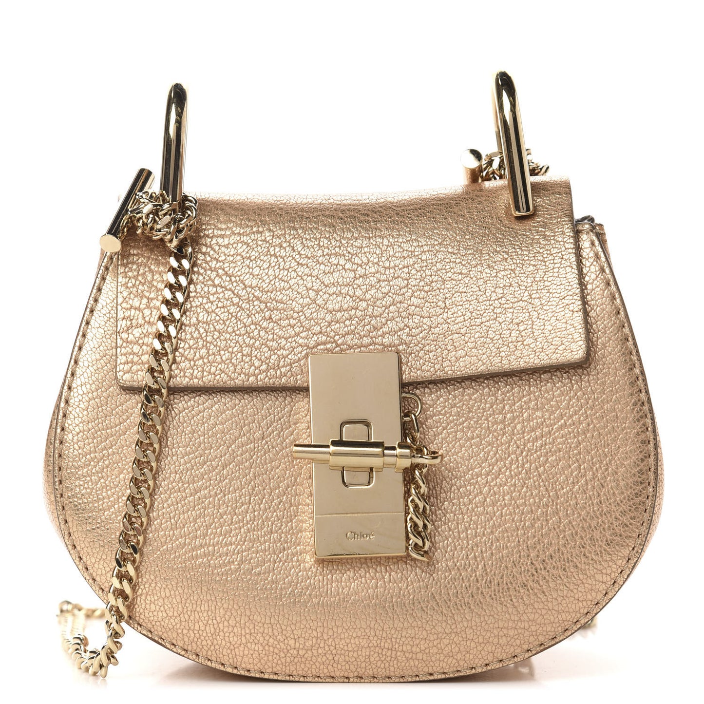 Metallic Goatskin Nano Drew Shoulder Bag Abstract Gold