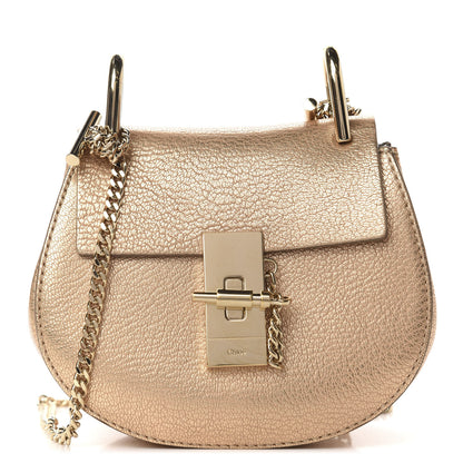 Chloe Metallic Goatskin Nano Drew Shoulder Bag Abstract Gold 1 of 9
