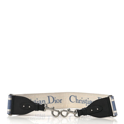 Christian Dior Canvas Embroidered Shoulder Strap Light Blue 4 of 9