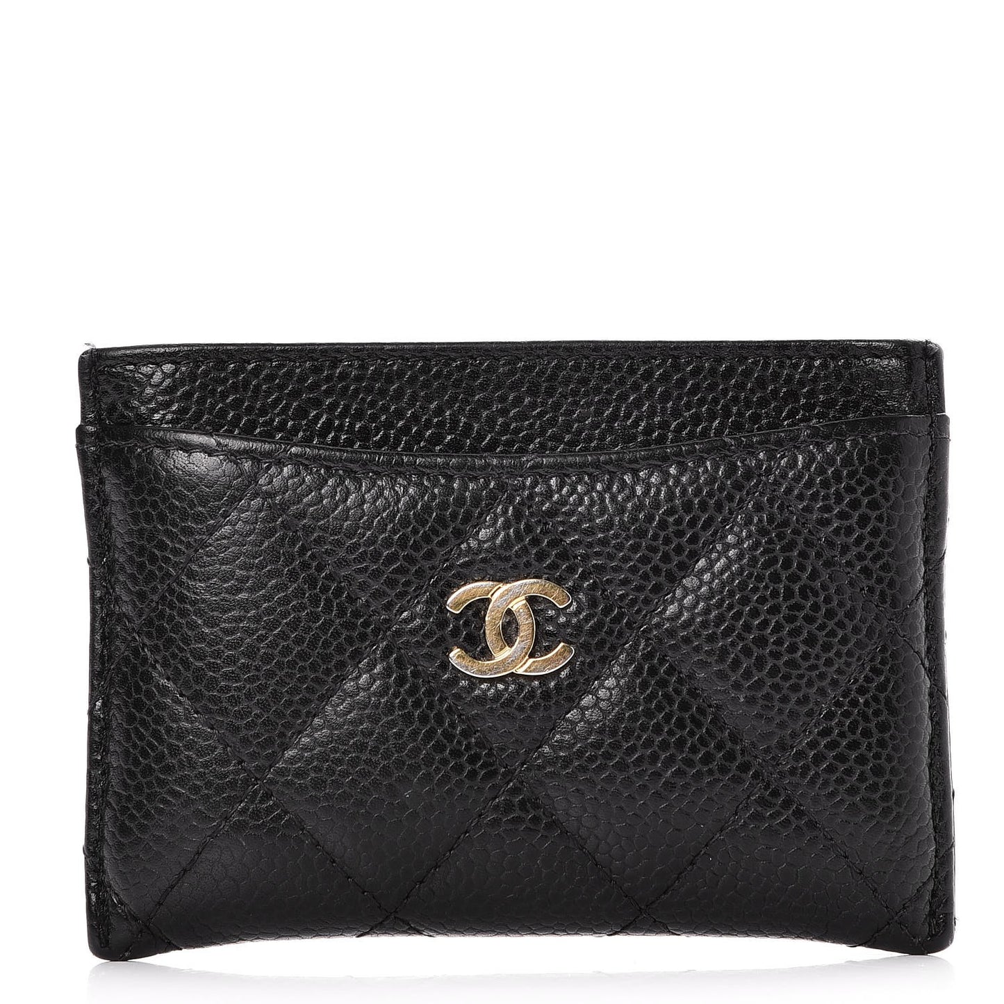 Caviar Quilted Card Holder Black