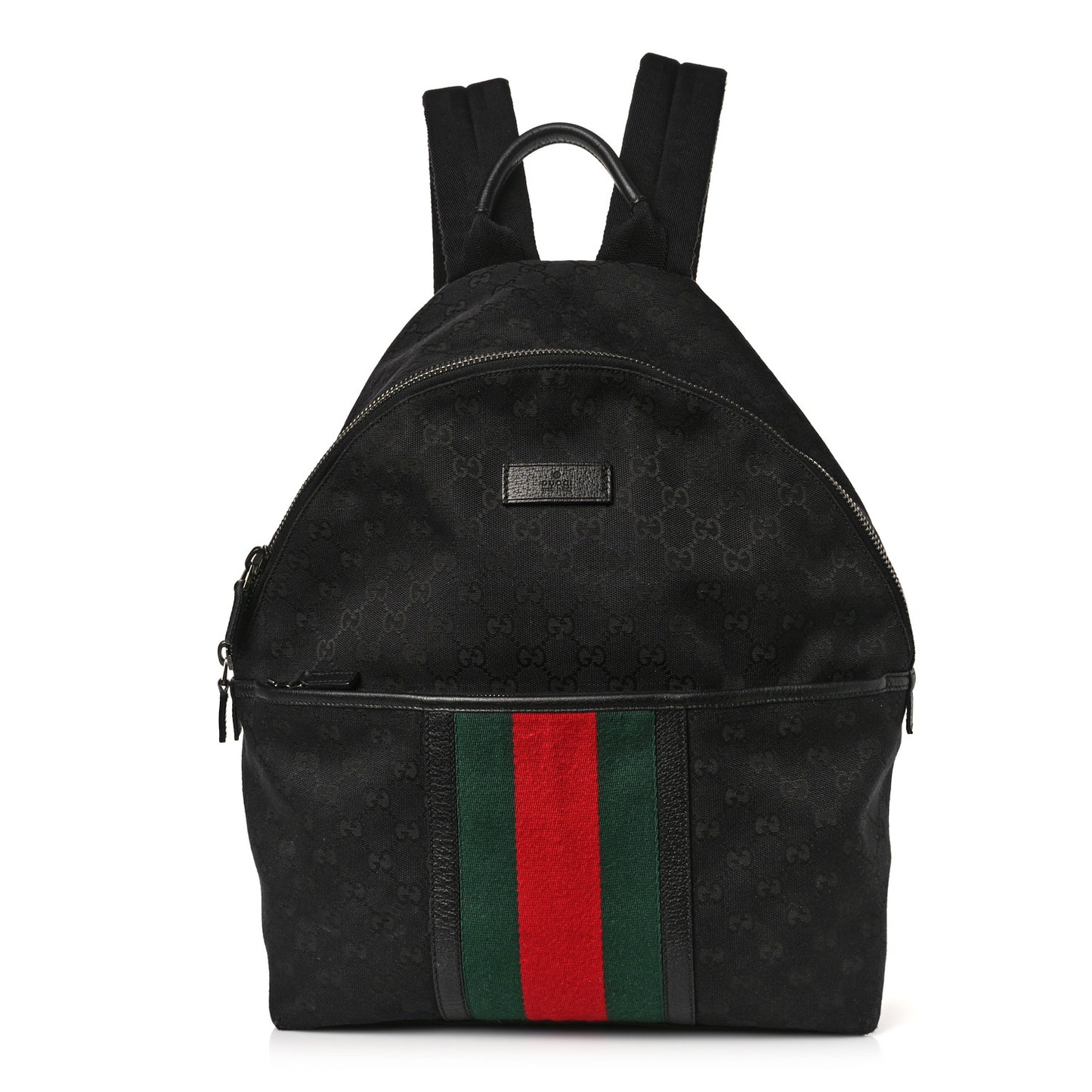 GG Monogram Web Medium Classic Backpack Black