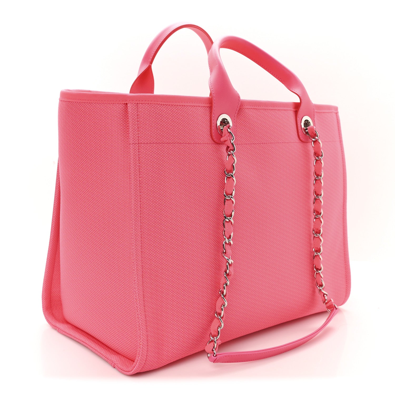 Chanel Mixed Fibers Calfskin Medium Deauville Tote Pink Orange 4 of 12