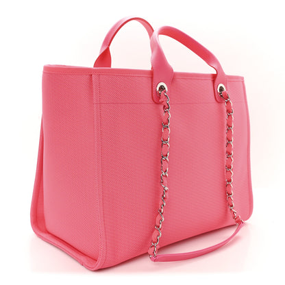 Chanel Mixed Fibers Calfskin Medium Deauville Tote Pink Orange 4 of 12