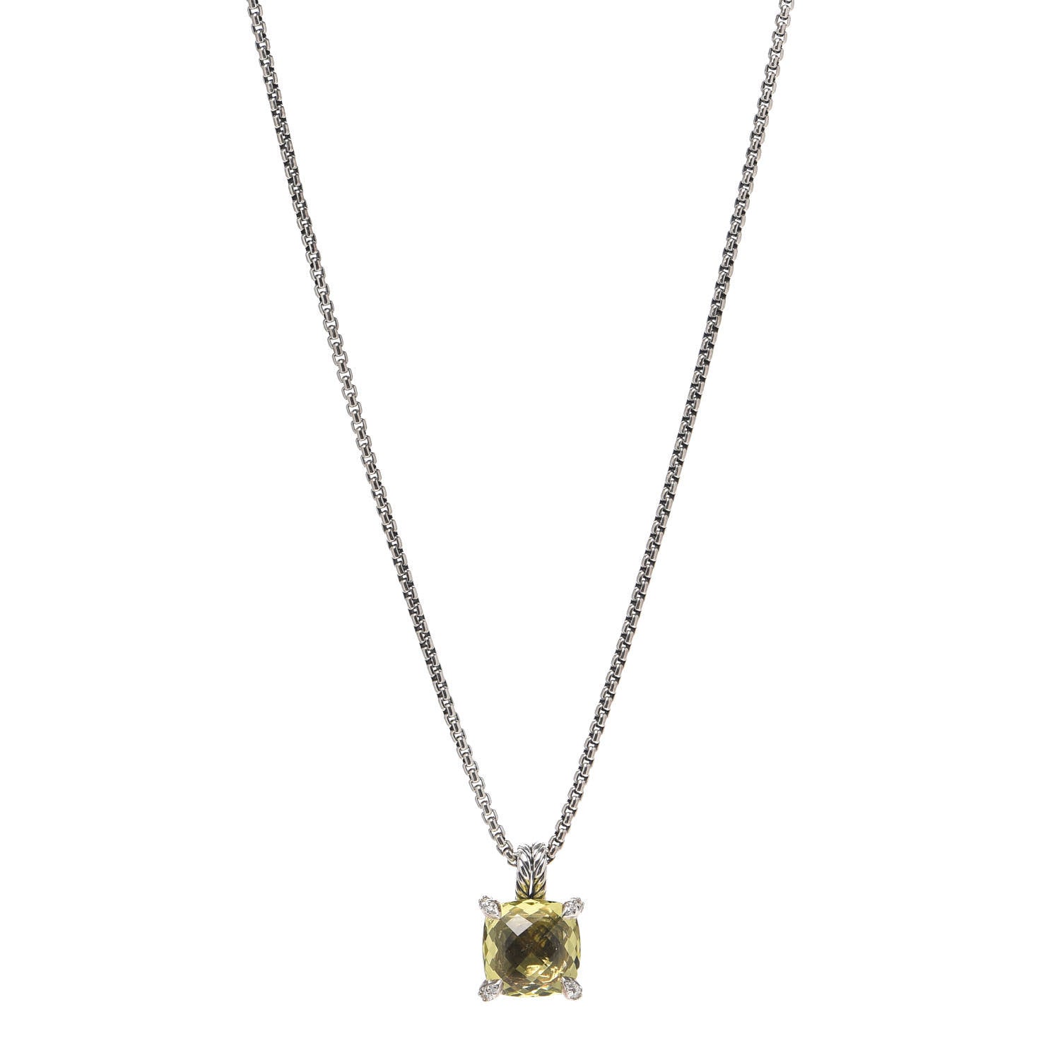 David Yurman Sterling Silver Diamond Lemon Citrine 11mm Chatelaine Pendant Necklace 1 of 5