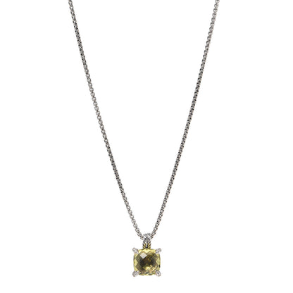 David Yurman Sterling Silver Diamond Lemon Citrine 11mm Chatelaine Pendant Necklace 1 of 5
