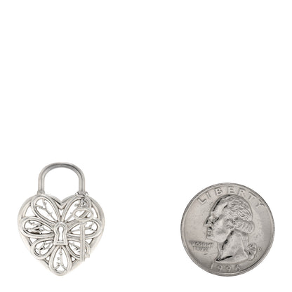 Tiffany Sterling Silver Filigree Heart Key Pendant Charm 2 of 3