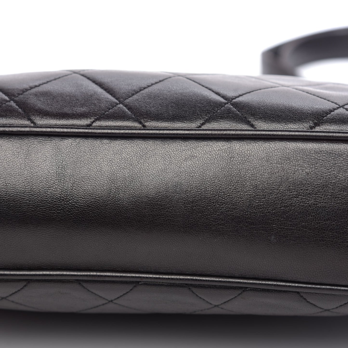 Lambskin Quilted Shopping Tote Black