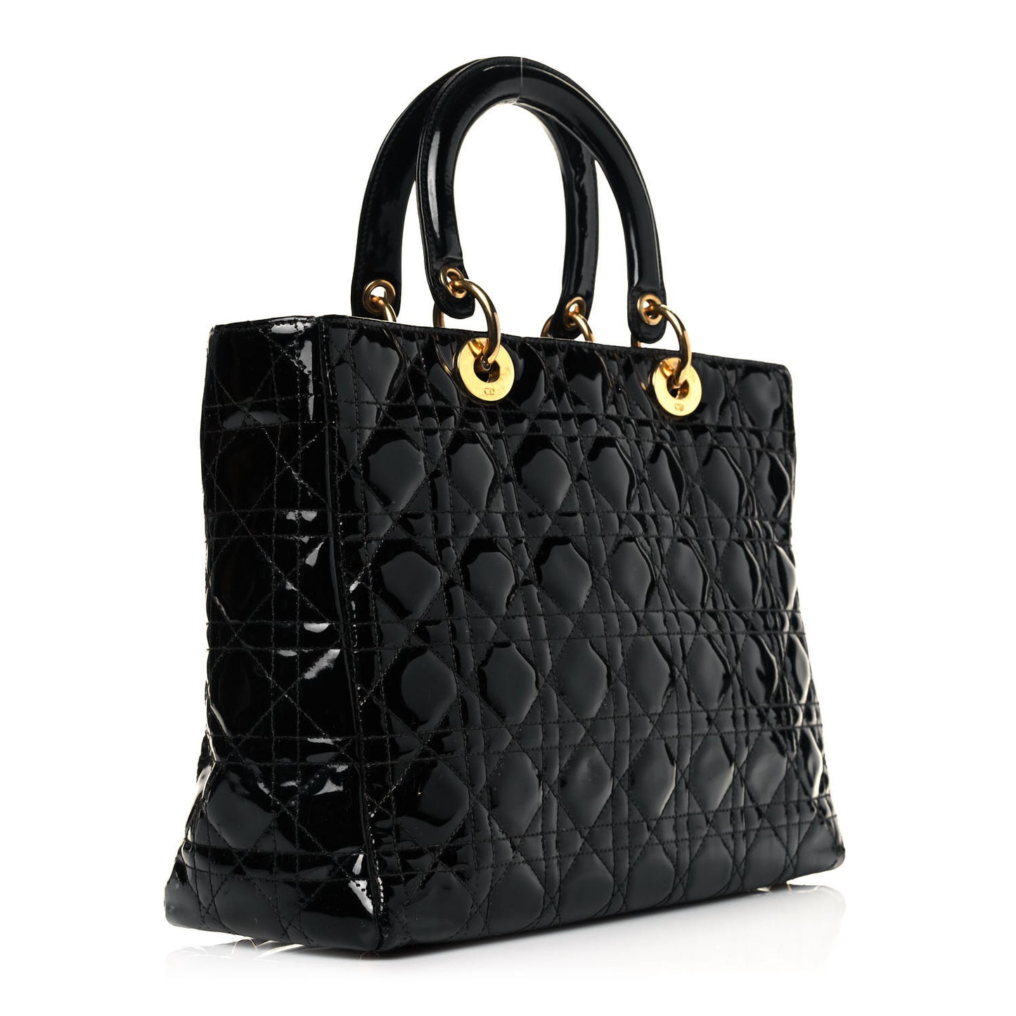Patent Cannage Large Lady Dior Black