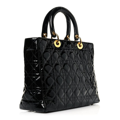 Christian Dior Patent Cannage Large Lady Dior Black 3 of 12