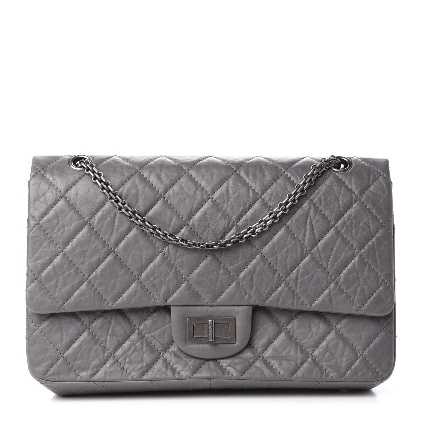 Aged Calfskin Quilted 2.55 Reissue 227 Flap Grey