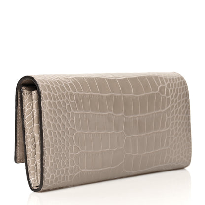 Jimmy Choo Calfskin Crocodile Embossed Martina Continental Wallet Grey 3 of 10