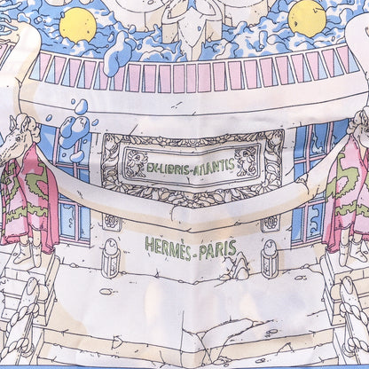 Hermes Vintage Silk Ex Libris Atlantis Scarf 70 Bleu Ciel Rose Jaune 2 of 3