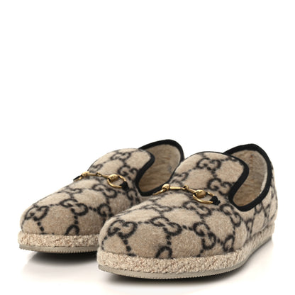 Gucci Covered Wool GG Monogram Mens Fria Horsebit Loafers 9 Beige Ebony Black Butterscotch 4 of 11