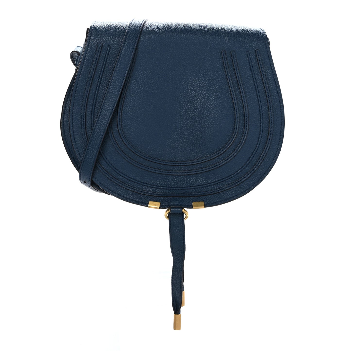 Calfskin Medium Marcie Round Crossbody Bag Navy