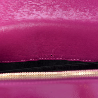 Saint Laurent Textured Patent Monogram Envelope Chain Wallet Electric Pink 9 of 11