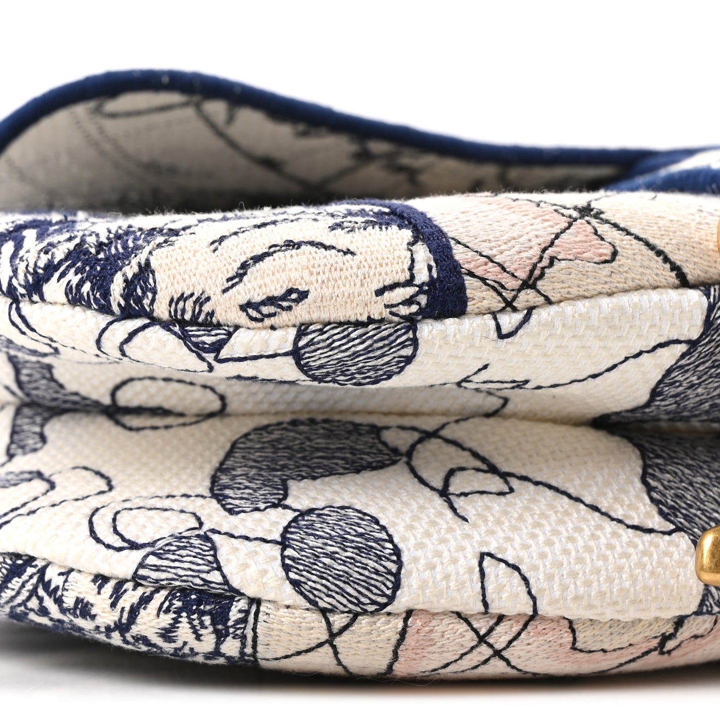 Canvas Embroidered Around the World Saddle Bag Blue