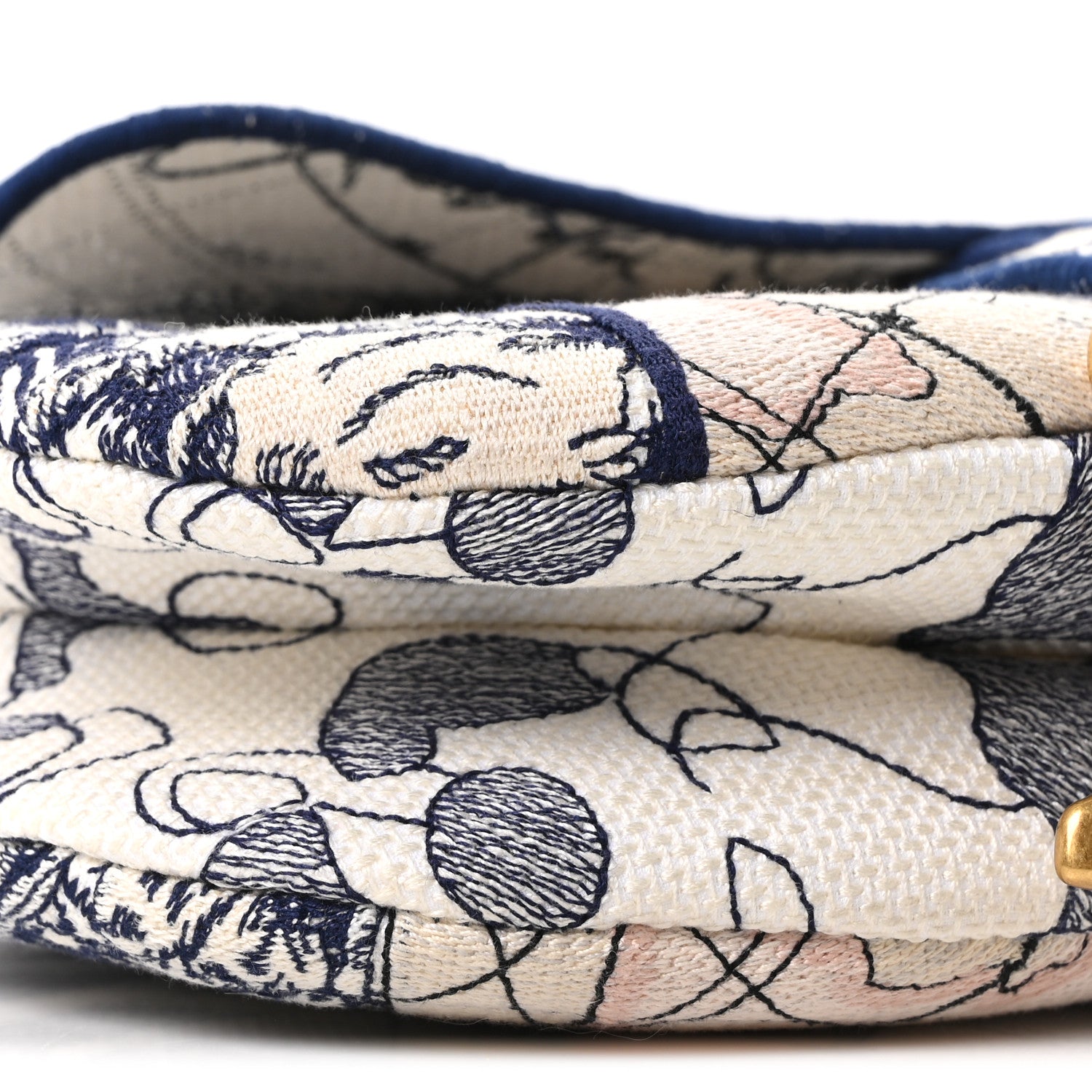 Christian Dior Canvas Embroidered Around the World Saddle Bag Blue 9 of 11