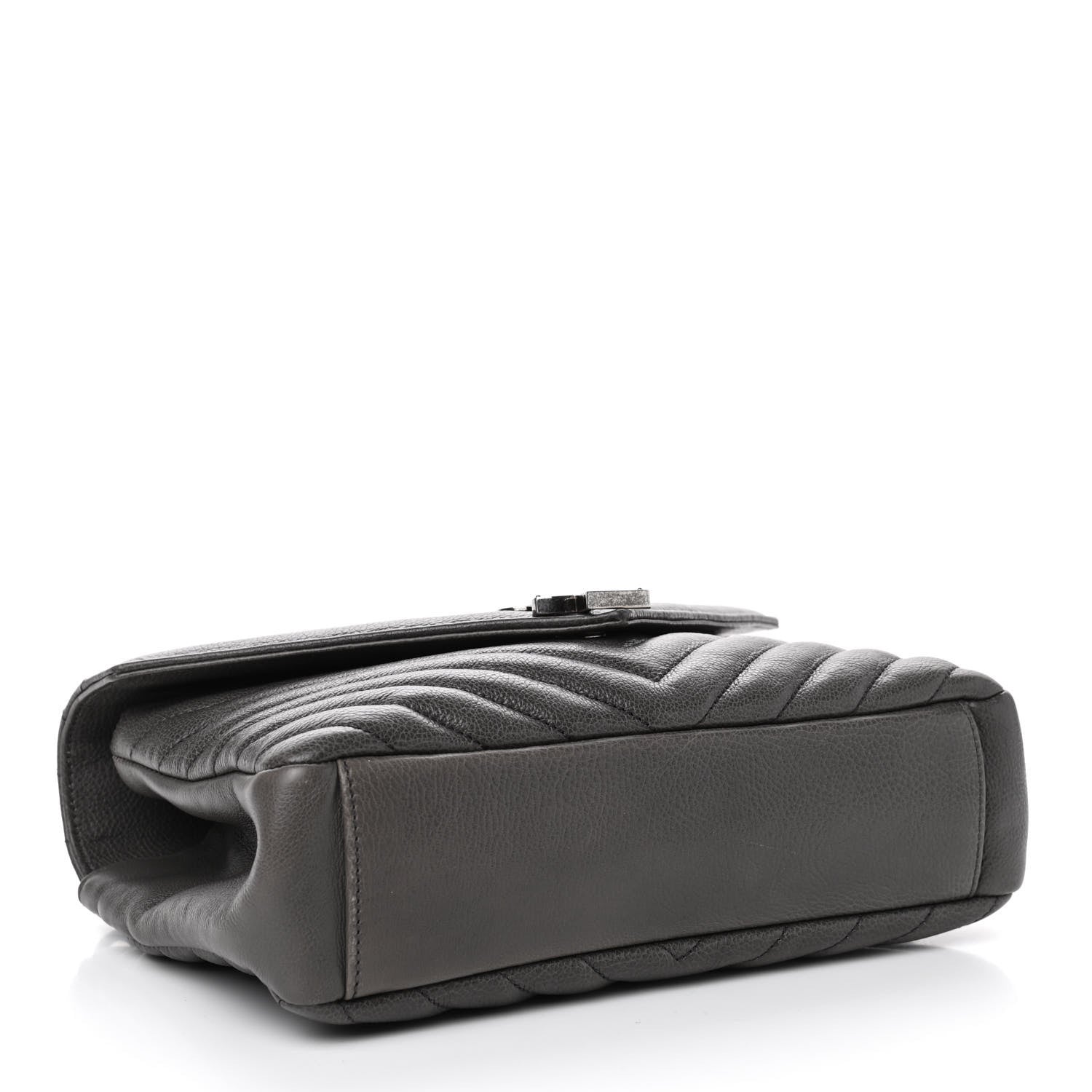 Saint Laurent Sheepskin Matelasse Chevron Monogram Medium College Bag Light Coal 3 of 4