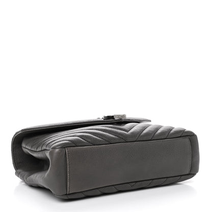 Saint Laurent Sheepskin Matelasse Chevron Monogram Medium College Bag Light Coal 3 of 4