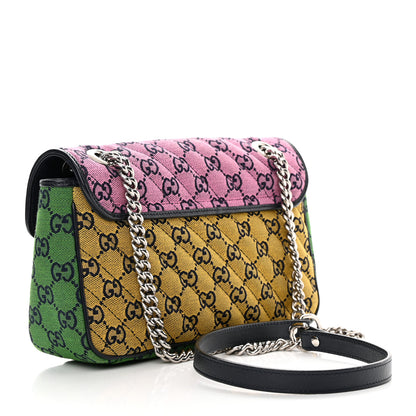 Gucci Monogram Multicolor Matelasse Diagonal Small GG Marmont Shoulder Bag Pink Blue Red Yellow Green 3 of 10