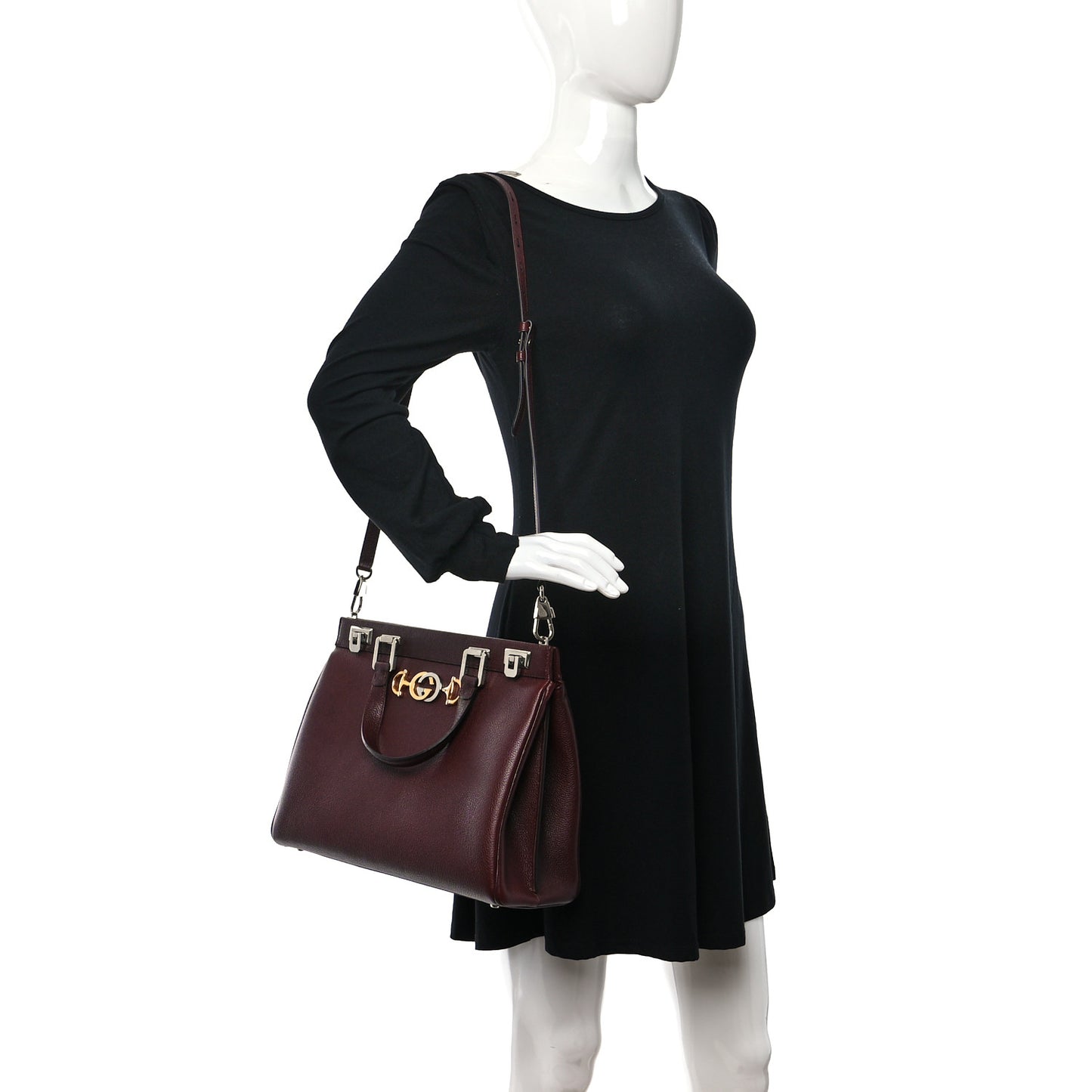 Grainy Calfskin Medium Zumi Top Handle Bag Vintage Bordeaux