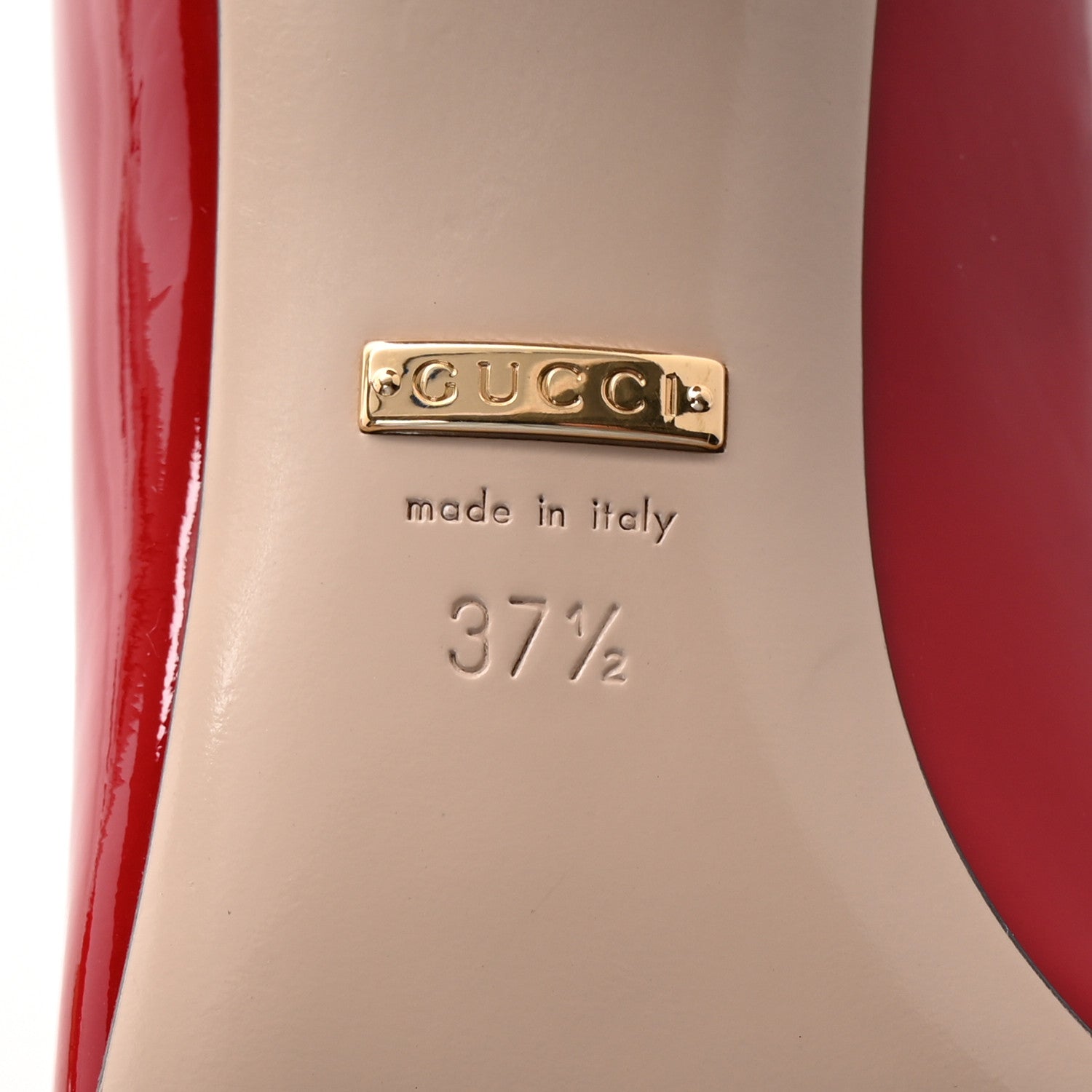 Gucci Vernice Crystal Pearl Embellished Mary Jane Pumps 37.5 Hibiscus Red 7 of 9