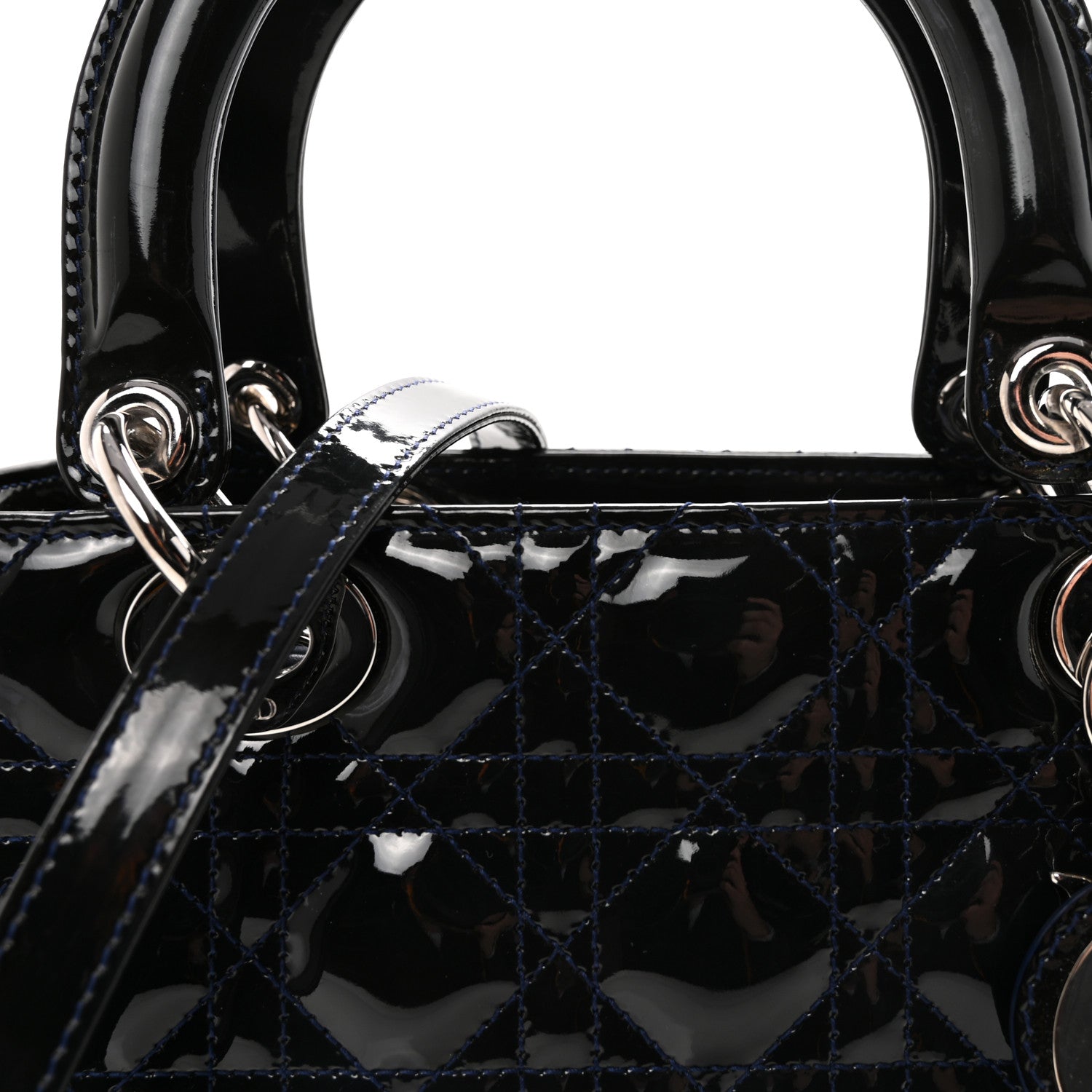 Christian Dior Patent Cannage Medium Lady Dior Navy Blue 7 of 9