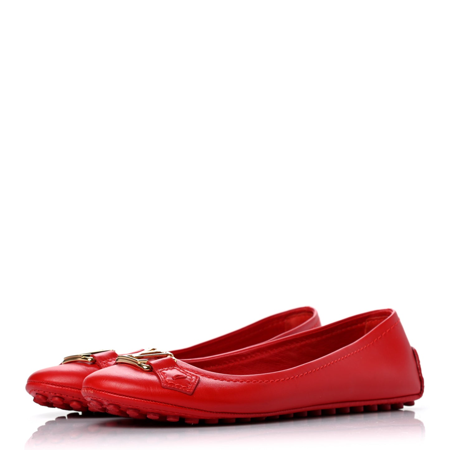Calfskin Oxford Ballerina Flats 36 Red
