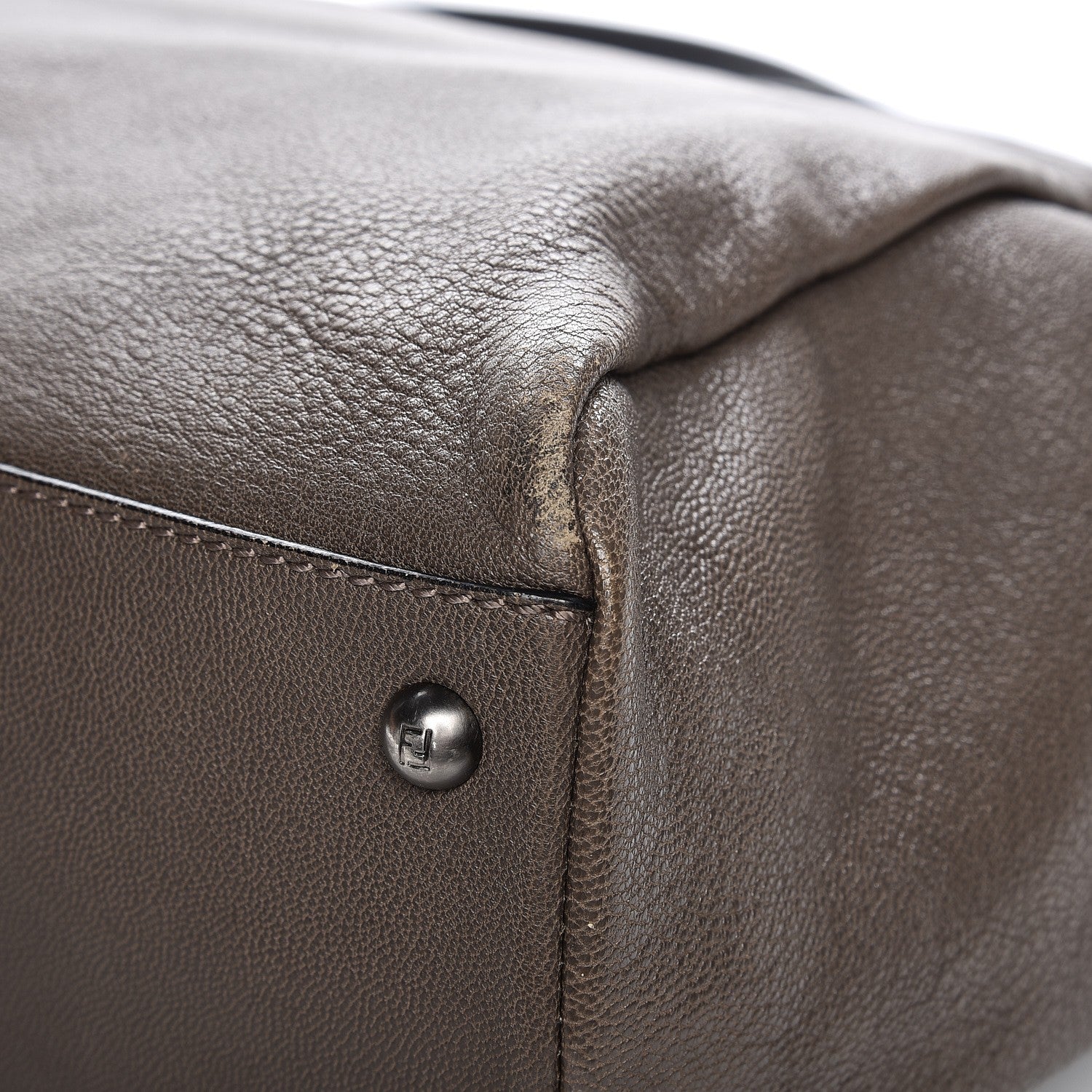 Fendi Goatskin Zucca Large Peekaboo Iconic Satchel Taupe Tobacco Moro 11 of 14