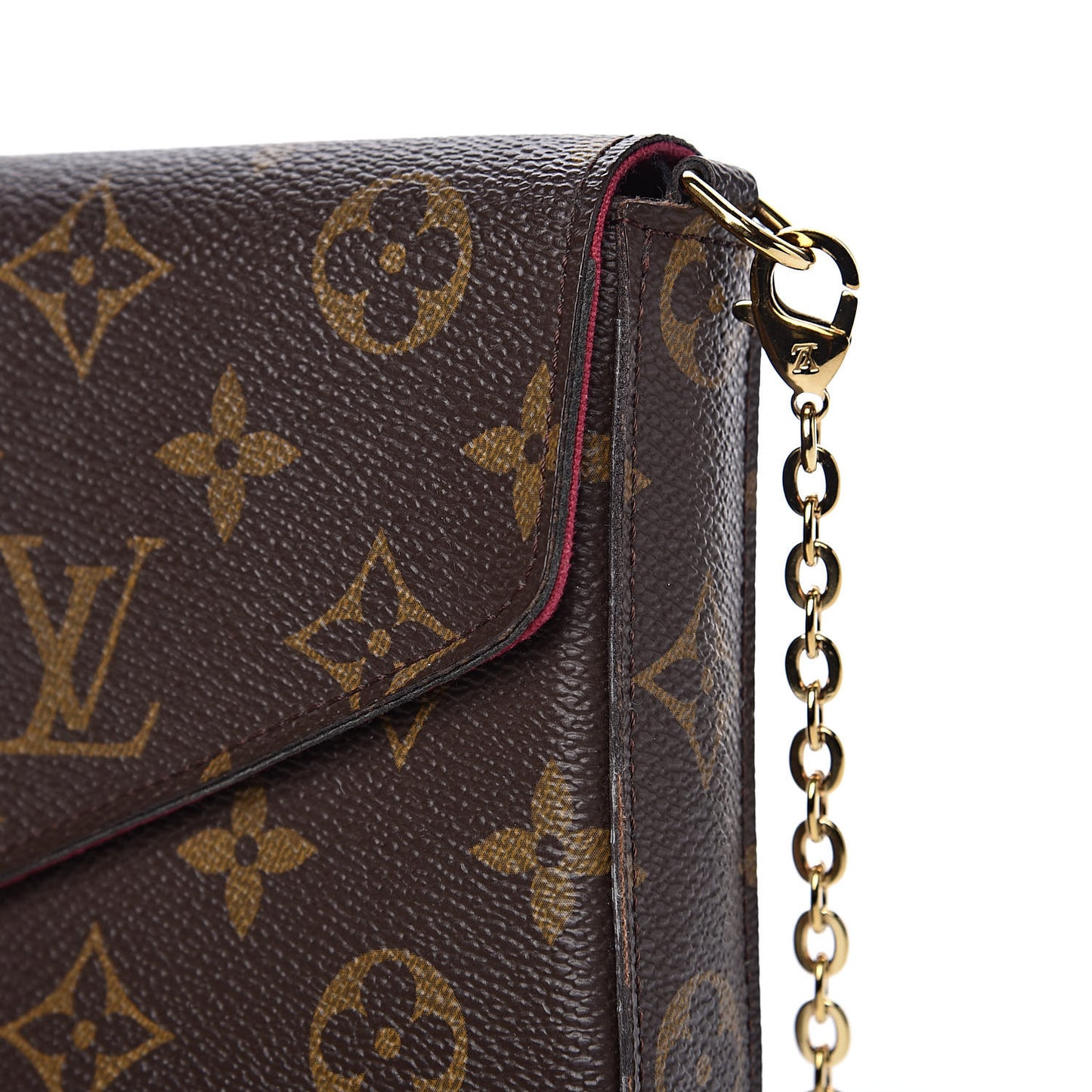 Monogram Pochette Felicie Chain Wallet Fuchsia
