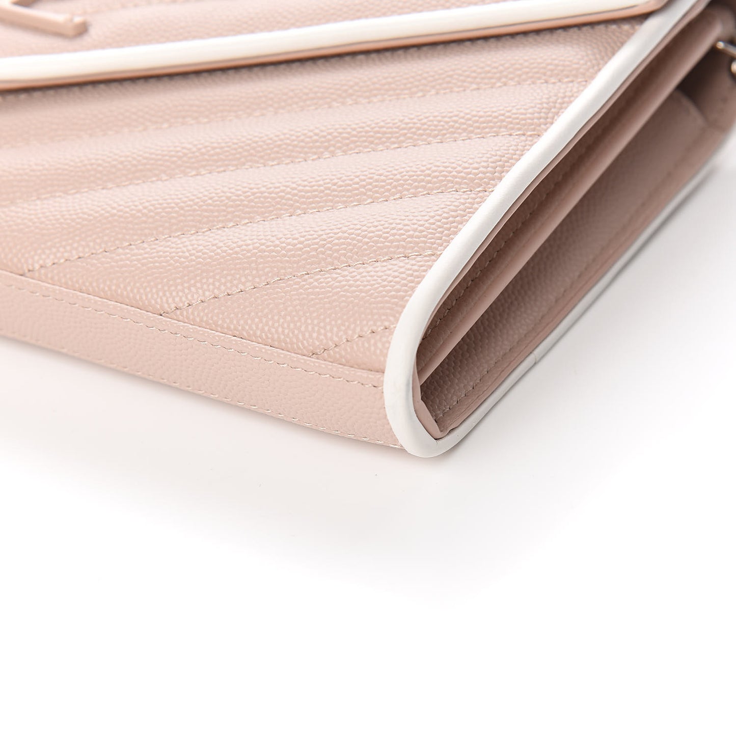 Grain De Poudre Matelasse Chevron Monogram Chain Wallet Pink and White
