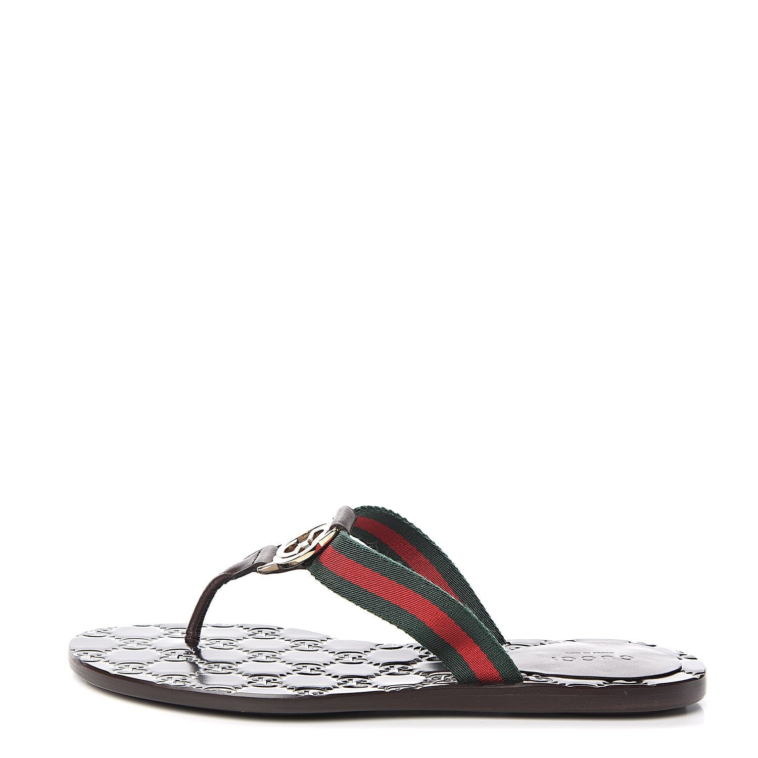 Gucci Nylon Guccissima Web Womens Thong Sandals 35.5 Green Red Cocoa 1 of 9