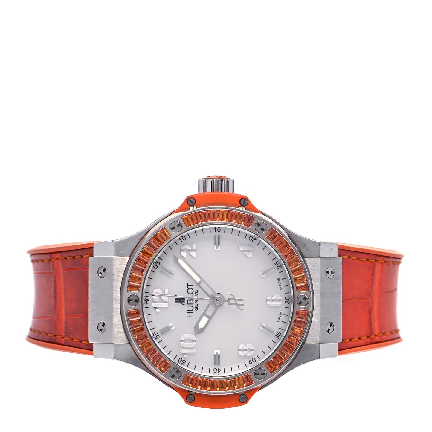 Stainless Steel Alligator Orange Sapphire 38mm Big Bang Tutti Fruitti Quartz Watch 361.SO.6010.LR.1906