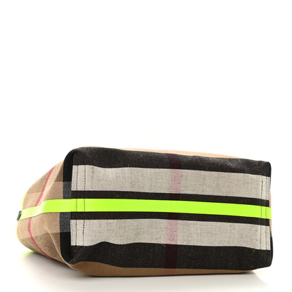 Burberry Canvas Mega Check The Giant Reversible Tote Black Neon Yellow 6 of 17