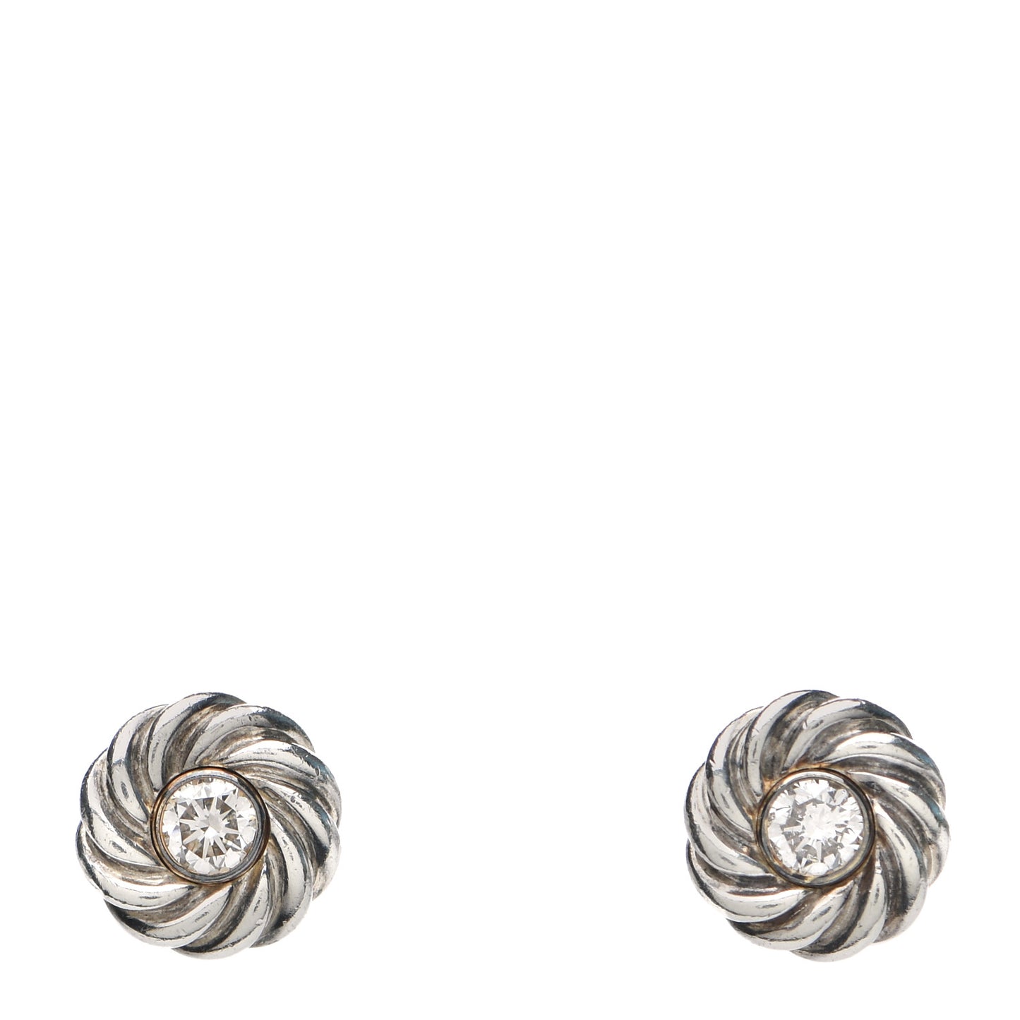 Sterling Silver 18K Yellow Gold Diamond Kids Cable Earrings