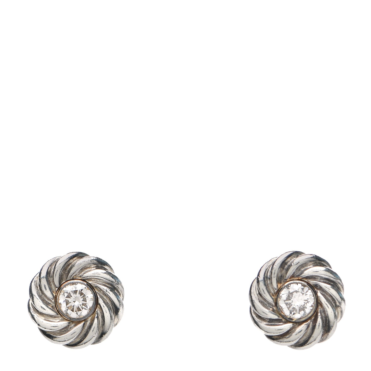 David Yurman Sterling Silver 18K Yellow Gold Diamond Kids Cable Earrings 1 of 4
