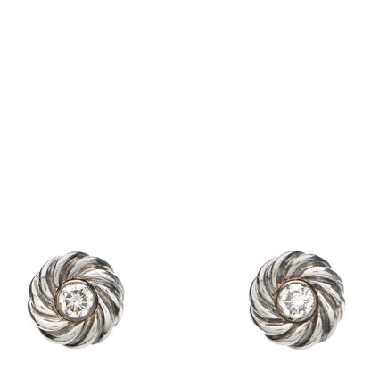 David Yurman Sterling Silver 18K Yellow Gold Diamond Kids Cable Earrings 1 of 4