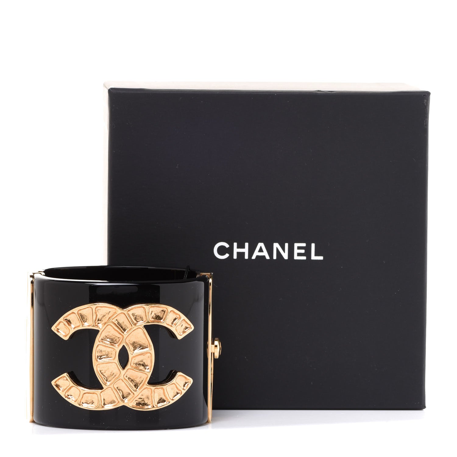 Chanel Resin Along The Nile CC Cuff Black Gold 6 of 6