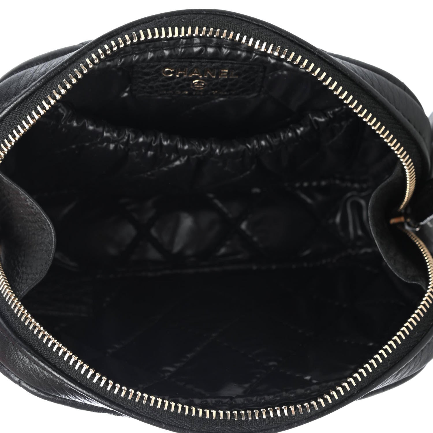 Chanel Calfskin Quilted Small Curvy Pouch Cosmetic Case Black 4 of 4