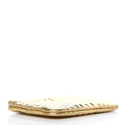 Chanel Metallic Calfskin Crocodile Embossed Cocodile Cosmetic Case Gold 4 of 8