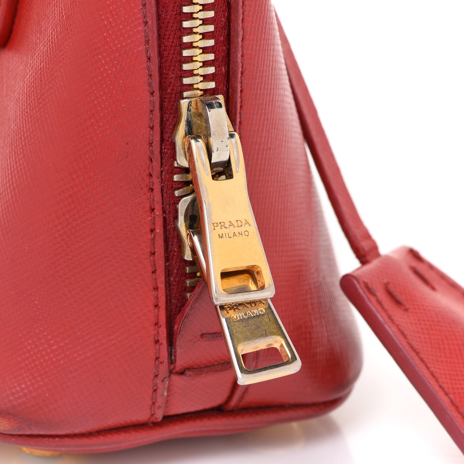 Prada Saffiano Lux Mini Promenade Tote Fuoco 7 of 13