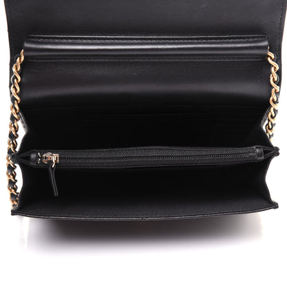 Chanel Letter Calfskin Embossed Quilted Square Wallet On Chain WOC Black 5 of 16