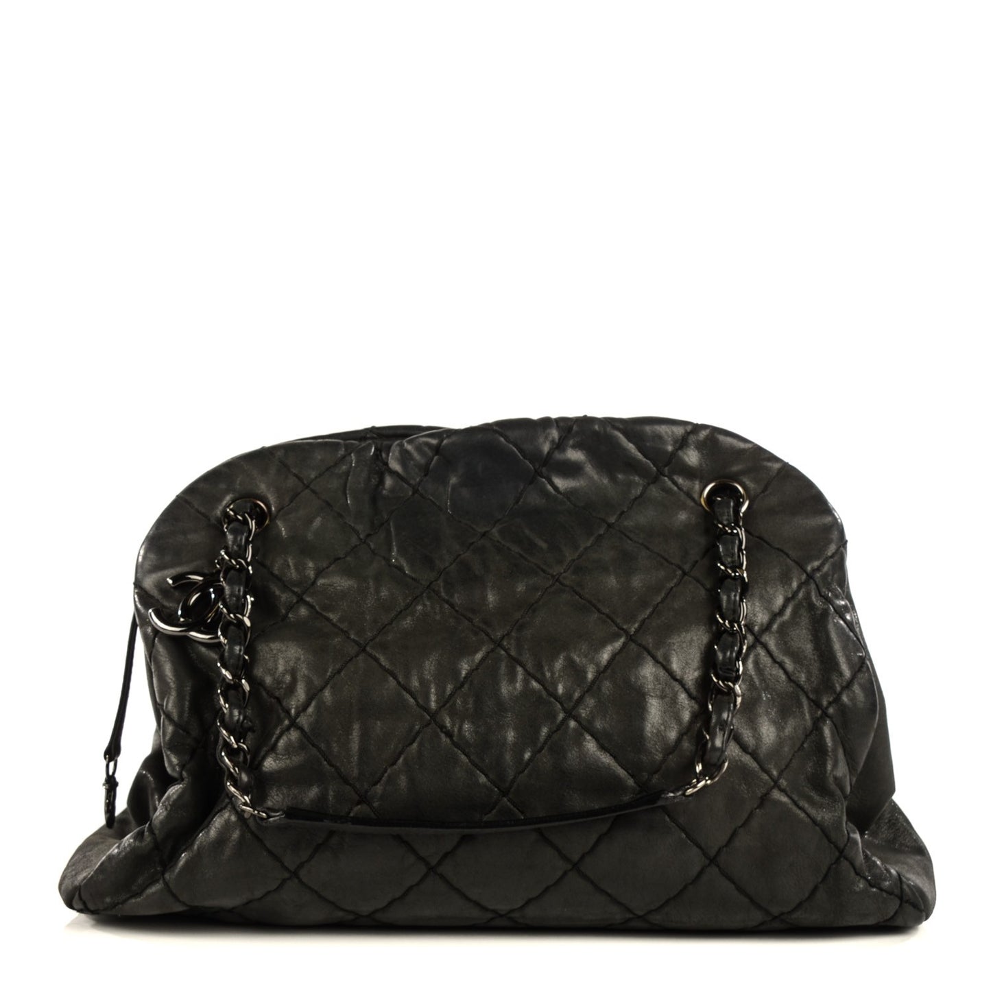 Iridescent Calfskin Large Just Mademoiselle Dark Grey