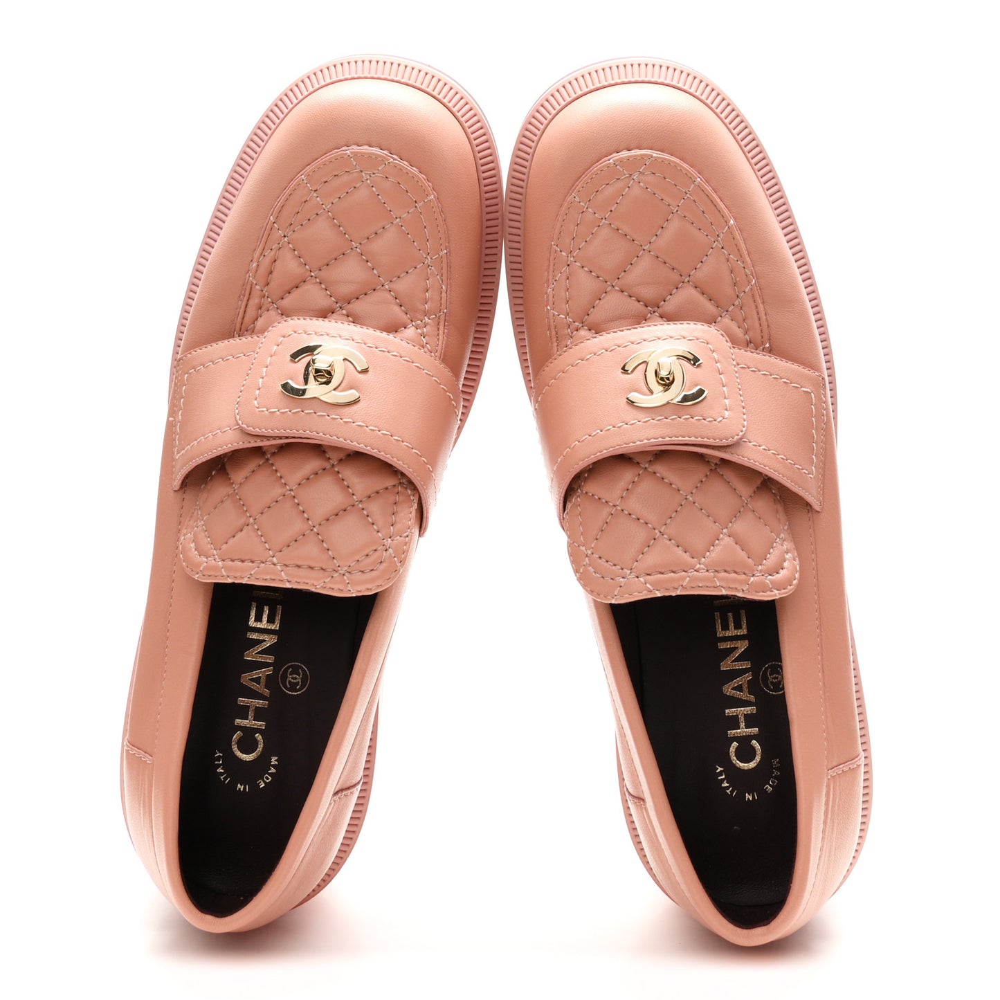 Lambskin Quilted CC Turnlock Loafers 39 Dark Pink