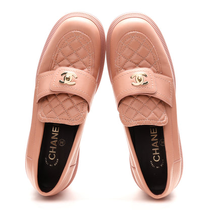 Chanel Lambskin Quilted CC Turnlock Loafers 39 Dark Pink 2 of 9