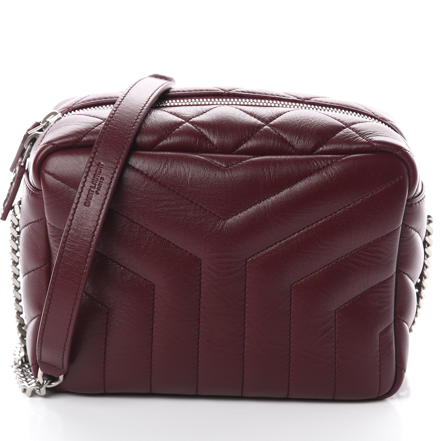 Saint Laurent Calfskin Y Quilted Monogram Small Loulou Bowling Bag Rouge Legion 6 of 8