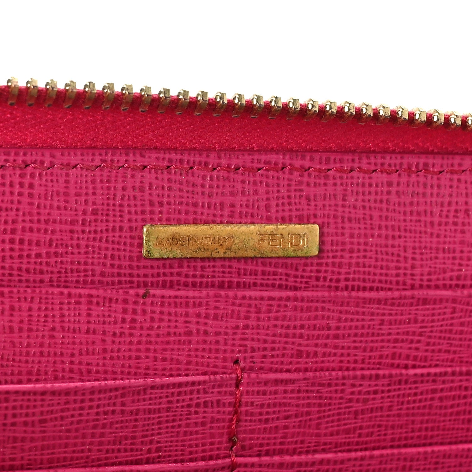 Fendi Zucca Spalmati Vitello Elite Zip Around Wallet Tobacco Ciclamino 6 of 8