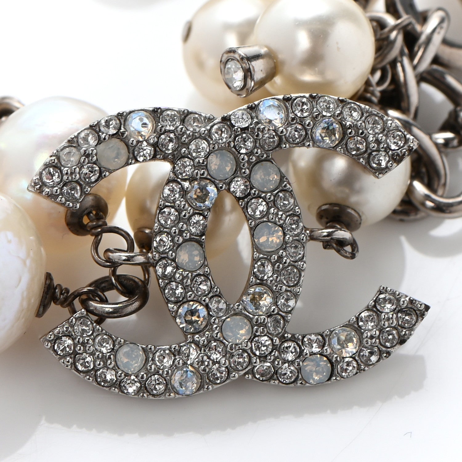Chanel Pearl Crystal CC Bracelet Pearly White 5 of 7