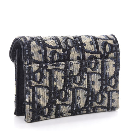 Christian Dior Oblique Saddle Card Holder Blue 3 of 8