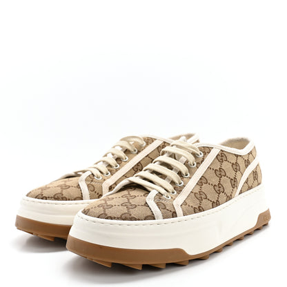 Gucci GG Monogram Mens 1977 Tennis Platform 52mm Sneakers 8 Beige Ebony Mystic White 3 of 11